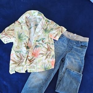 Zara Kids Tropical Leaf Print Shirt & Free Pants